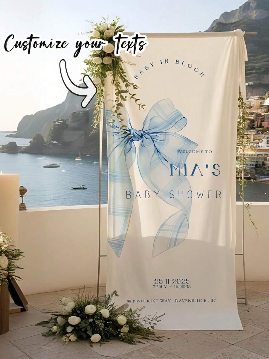 Customized Welcome Banner - Personalized Name/Date/Text And Logo, Multi-Size Suitable For Wedding, Party, Birthday - Durable Flag With Name, Date And Information - Wedding, Bridal Shower And Decor - Multicolor - View 1