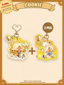 Acrylic Cartoon Character Keychain, COOKIE RUN, COOKIE KINGDOM, Anime Pattern, Car Key Chain, Keyring, Bag Pendant, Special Gift For Friends - Cookie and Cake Combination Design - View 10