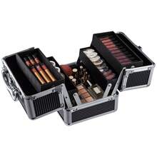 Makeup Box Trays , Cosmetic Organizer With Compartments, Large Capacity Vanity Box For Jewelry, Cosmetics & Accessories - 黑色-方形 - 查看 3