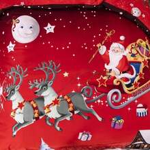 JERYMUND Christmas Duvet Cover Twin Size, Santa Claus Deer Pattern Luxury Bedding Set, Comforter Cover With Zipper - ColorA - View 4