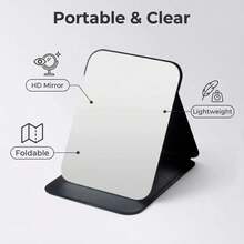 Ultra Thin Small Mirror, 5mm Pocket Mirror With PU Leather Cover, Dual-Side Folding Travel Makeup Mirror, Portable Compact Handheld Mirror For Women, Camping, Purse, Home, Office & Gift(Pink) - Hồng - Xem 7