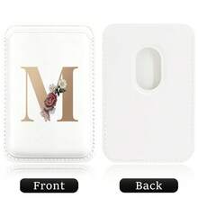 Elastic Magsafe Cardholder Slim Leather Magnetic Wallet Built In Magnet Designed Magnet Phone Bag Cover CellPhone Credit Card Holder For Apple12/13/14/15/16 Pro Max & Magsafe Case A-Z Gold Pattern - White - View 26