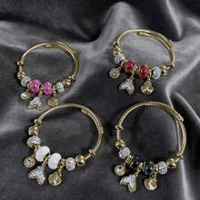 1 pieza Colgante de concha de vieira de moda para verano, pulsera de cuentas DIY, joyería de vacaciones para mujer - Dorado - Ver 7