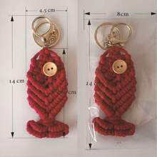 手工编织时尚创意鱼形钥匙扣棉绳简约吊坠包包配饰汽车挂件手机挂饰 - 彩色 - 查看 12