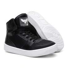 Bota de Treino Preto Conforto Musculação Uso Diário Couro Resistência Sola Borracha  Desportivo    Amarrar    Academia e fitness - Preto - Visão 2