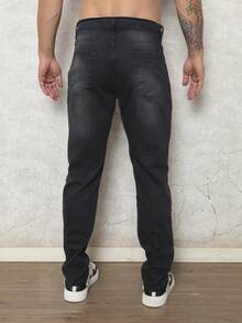 Men's Premium Slim-Fit Stretch Lycra Spandex Jeans - 黑與白 - 查看 4