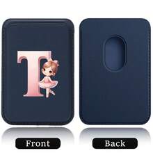 Elastic Magsafe Cardholder Slim Magnetic Wallet Vegan Leather Minimalist Designed Built-In Magnet Magnet Phone Bag Cover CellPhone Credit Card Holder For Apple12/13/14/15/16 Pro Max & Magsafe Case A-Z Astronaut Ballerina Girl Pattern - Teal Blue - View 22