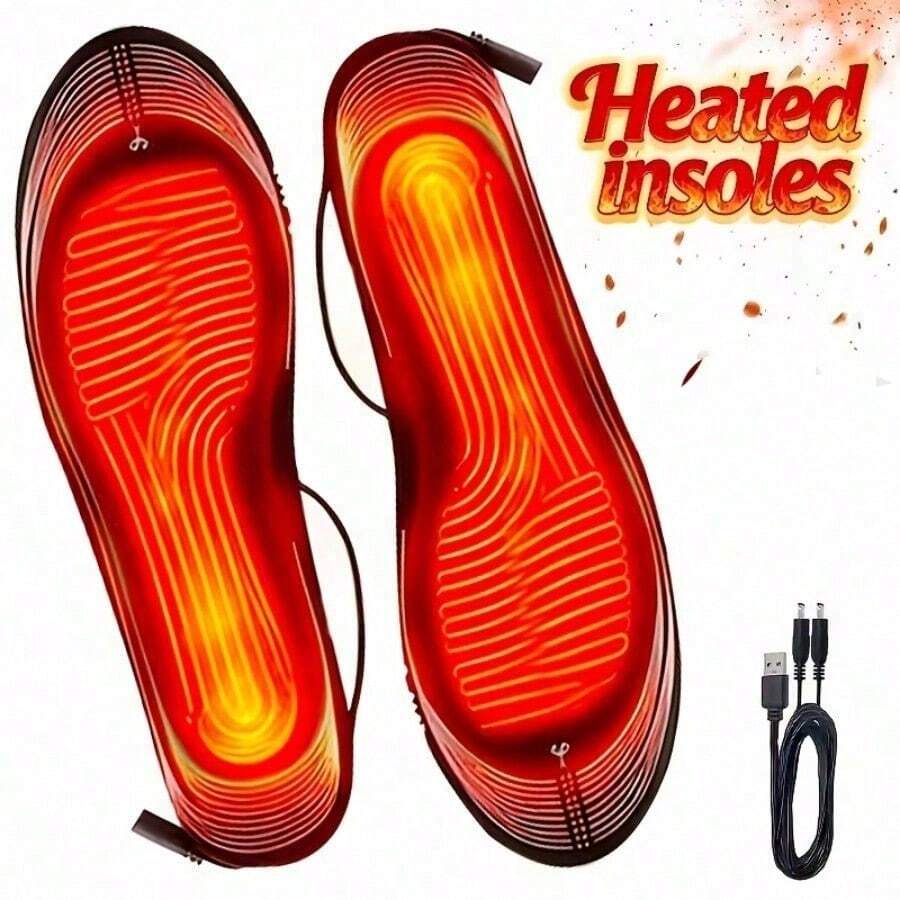1 Pair Washable EVA Electric Heated Insoles, USB Powered, ≤36V Working Voltage, No Battery Needed, Suitable For Foot Warming, Comfortable Trimming - Multicolor - View 1