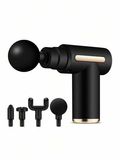 Pistola portátil de masaje fascial pistola de impacto eléctrico masajeador de pistola de impacto cuerpo con pantalla táctil LED relajante 4 cabeza de masaje reemplazable