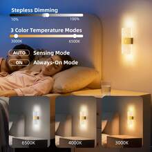 Modern Crystal LED Wall Lamp With Sensor, Smart Wall Light, Indoor Motion Sensor Wall Light, Wireless LED Wall Lamp, Battery Powered Night Light, Adhesive Design, Rotatable, Suitable For Bedroom Bedside, Corridor, Living Room Decor - Various - View 3