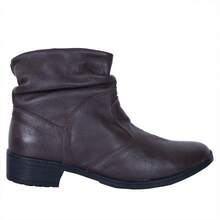 Women's Genuine Leather Boot With 3cm Low Heel And Side Zipper - 咖啡棕 - 查看 2
