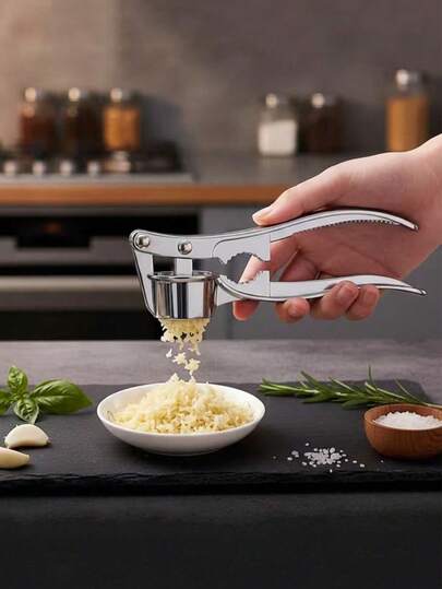 1pc Manual Garlic Press And Ginger Grinder, Easy To Clean, Garlic Crusher, Handheld Metal Garlic Press, Ginger Garlic Manual Squeezer, Suitable For Garlic, Ginger, Kitchen Handheld Tool, Kitchen Essential, Home Cooking, Cooking Utensils, Garlic Press, Kitchen Supplies, Gift For Women