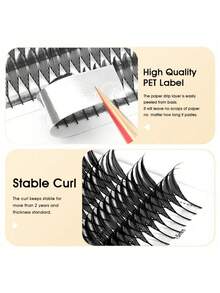 12 filas de extensiones de pestañas en espiral premontadas MASSCAKU, pestañas gruesas de cómic de 8-15 mm con rizo C/D, aspecto de pestañas manga negro mate, extensiones de pestañas para uso profesional en salón - Ver 6