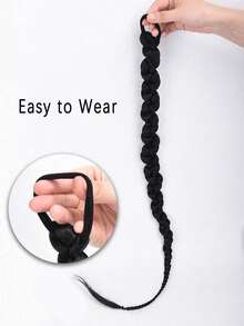 26 Inch Synthetic Braided Ponytail Wig, With Elastic Band Attached Long Braid, Made Of Natural Hair Fibers, Suitable For Women's Daily Wear - Multicolor - View 4