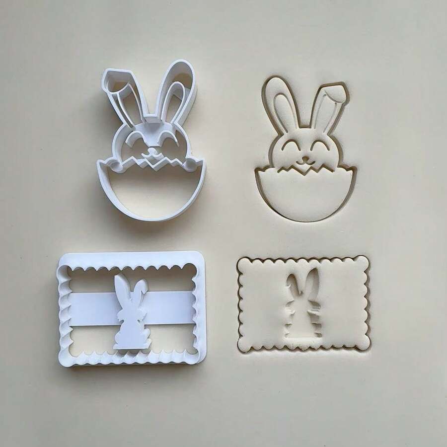 1pc Easter Bunny Cookie Cutter Mold, Easter Celebration Baking Tool, DIY Cookie Cutting Mold - View 1