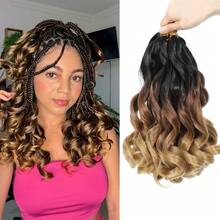 1 Pack Women's French Curly Crochet Wig, 12 Inch Crochet Braid, Curly Hair Ends, Pre-Stretched French Curly Short Hair - Multicolor - View 1