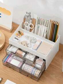 1pc Desk Organiser, Space Saving Desk Organiser With 4 Drawers, Multifunctional Organiser For Desk, School, Home, Office - Multicolor - View 8