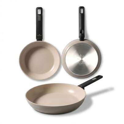Santa Clara Nordkitch 20, 24 And 28 Cm Frying Pans, Forged Aluminum 3.2 Mm Non-Stick Double Layer Full Induction With Soft Touch Bakelite Handle, Set Pack Of 3, Suitable For Induction, Gas, Ceramic And Electric Hobs