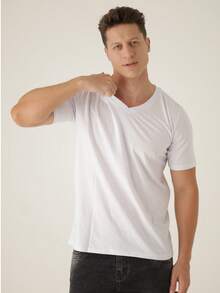 Kit 3 Shirts Men's Slim Fit Basic V-Neck T-Shirts - 綠色 - 查看 9
