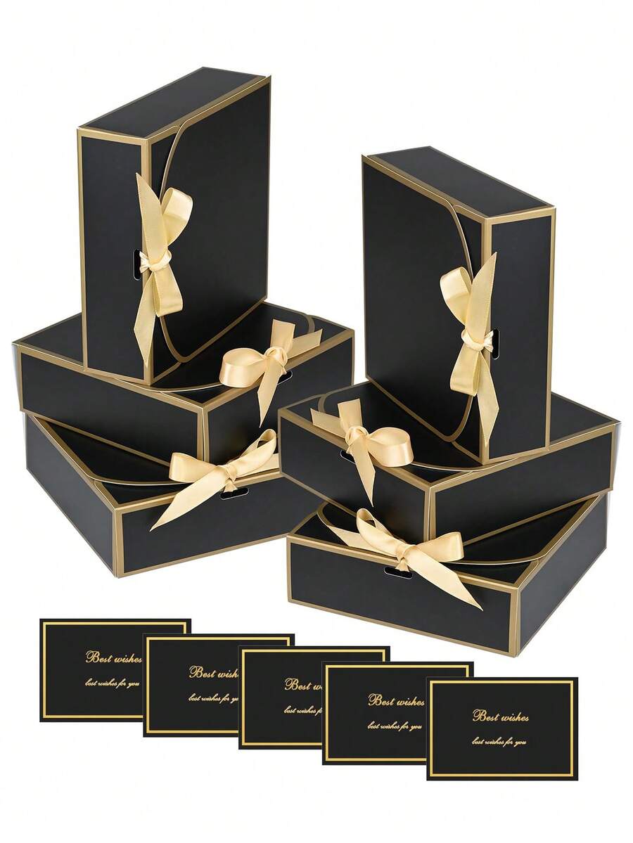10个/4个/2个装黑色金色带盖礼盒，适用于新娘派对求婚、婚礼生日派对、情人节礼物、包装、生日、DIY手工、化妆品收纳盒、毕业礼物、婚礼派对装饰等场合。