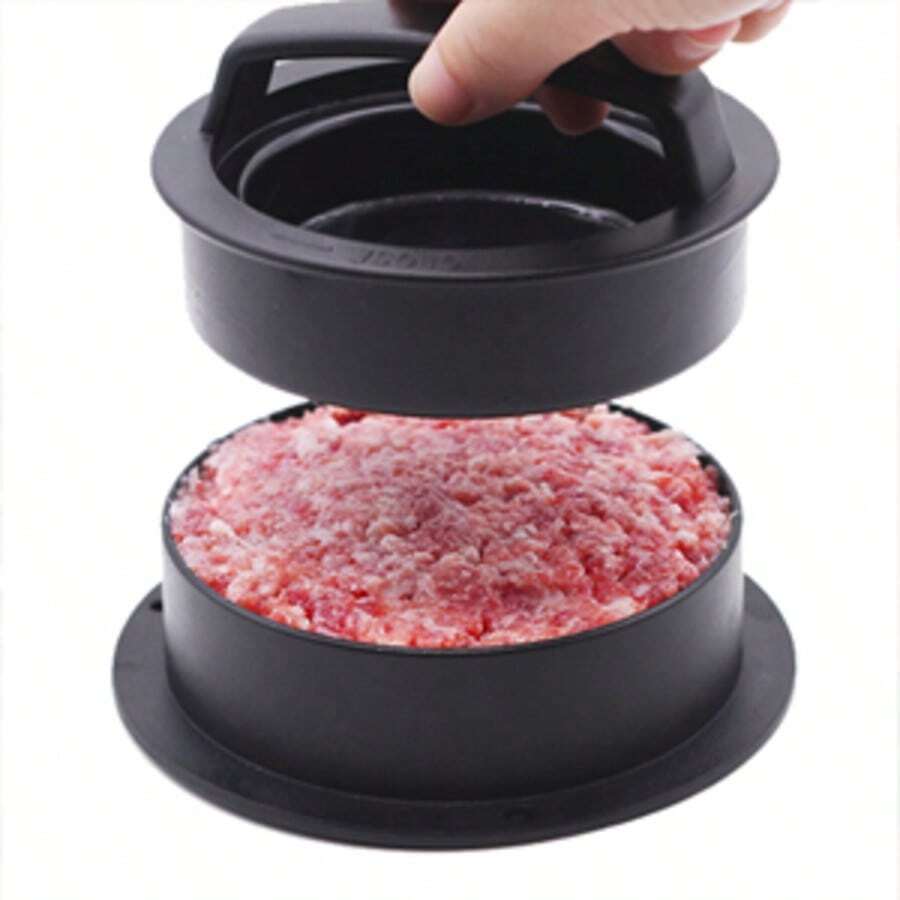 三合一不粘汉堡肉饼模具，迷你汉堡肉饼制作器，带馅料，烧烤厨房工具 - 彩色 - 查看 1