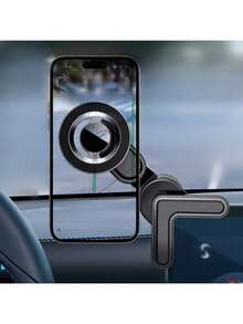 New Car Screen Phone Holder, With Extension Rod Base, Strong Magnetic Car Phone Holder, Hands-Free Car Phone Holder Suitable For Smartphones - Black - View 1