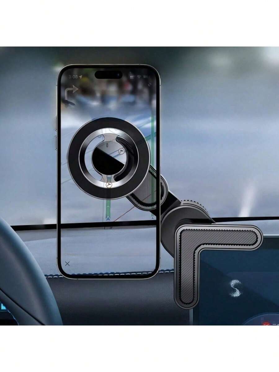 New Car Screen Phone Holder, With Extension Rod Base, Strong Magnetic Car Phone Holder, Hands-Free Car Phone Holder Suitable For Smartphones - Black - View 1