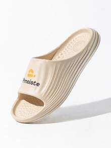 Slides For Women Massage Stripe Shower Slippers Soft Lightweight Shower Shoes Thick Sole Open Toe Slides Sandals - Apricot - View 2