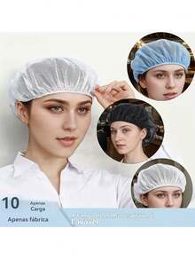 10pcs Unisex Elastic Chef Hats, Cooking Caps, Catering Use, Adjustable Mesh Caps - Multicolor - View 1