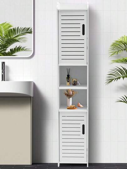 5 Tier Freestanding Bathroom Storage Cabinet, Tall Narrow Storage Unit, Slim Standing Shelf Organiser, Space-Saving Display Rack For Bathroom, Kitchen, Living Room & Hallway