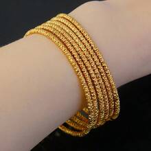 6pcs 3mm African Bangle Bracelets, Dubai Bangles And Bracelets, Colors, Gold, Middle Eastern, Wedding Jewelry, Gift - Yellow Gold - View 3