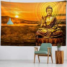 Buddha Statue Tapestry Meditation Wall Hanging  Style Bohemian Hanging Cloth Hippie Room Art Decoration Background Cloth - 1PC - 查看 1