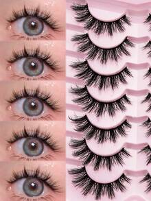 14 Pairs Of Natural Fine False Eyelashes Cat Eyelashes 3D Imitation Mink Eyelashes Natural False Eyelashes Dramatic Eyelashes Extended Eyelashes Imitation Water, Non Irritating, Reusable, Suitable For All Eye Shapes - View 2