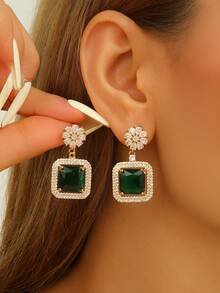 1 Pair Luxury Zirconia Flower Earrings, Elegant For Girls/Women Daily Wear, Festivals, Weddings And Parties/Jewelry Gift - Classic - View 4