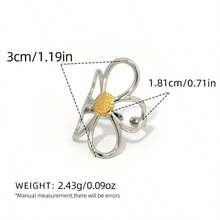 3pcs/1pc Minimalist Floral Open Rings Set, Golden & Silver Tone Flower & Butterfly Design Adjustable Finger Rings, Fashion Jewelry For Women, Suitable For Daily Wear, Stacking, Party & Valentine's Day Gift - Multicolor - View 9