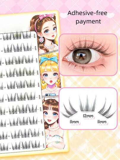 60pcs Korean Style Glue-Free Segmented False Eyelashes, Natural Simulation Of Pure Desire, Korean Idol Group Natural Realistic Upgraded Cat Claw Eyelashes