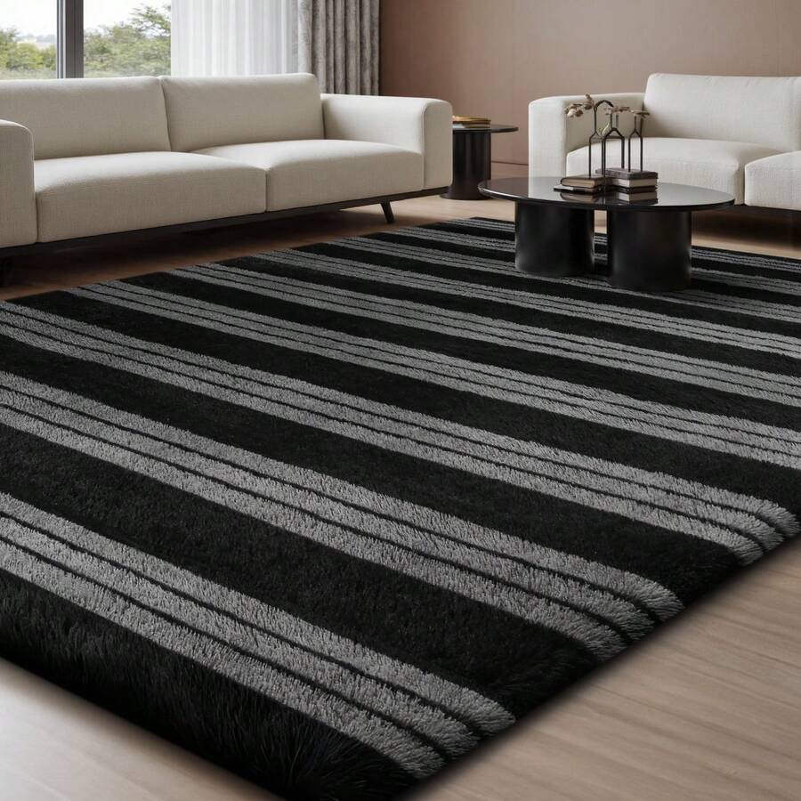 Treeboy Fluffy Area Rug Thick & Shaggy Carpet For Living Room & Bedroom Floor, Home Decor Anti-Slip Soft Carpet Floor Mat