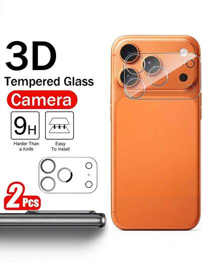 2pcs Camera Lens Protector For IPhone 17, 17Pro, 17Pro Max, 16, 15, 14, 13, 12, 11, 16Pro, Promax, 3D Rear Lens Tempered Glass Film, Compatible With IPhone 17 Air 17 Lens Cover, Anti-Scratch, Tempered Glass, Easy To Install