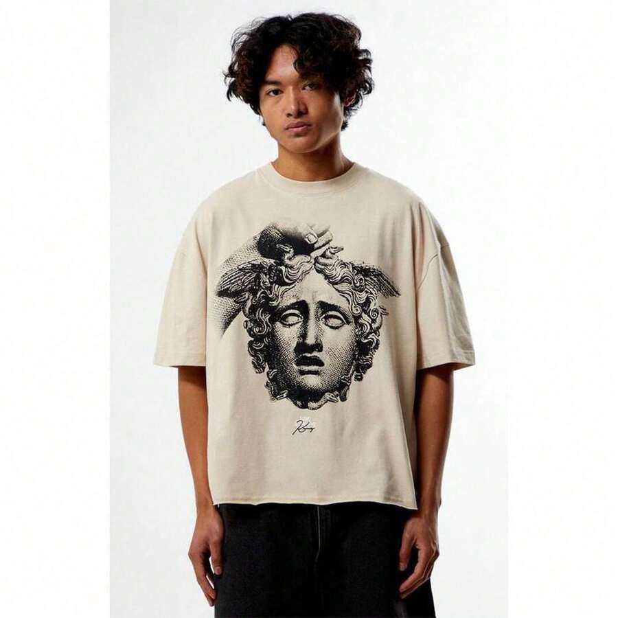 Men's Cropped Boxy-Shirt - 白色 - 查看 1