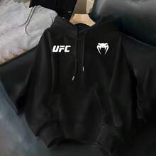 Cotton Hoodie Sweatshirt With Cobra Fighting, Fitness, , Unisex Fashion, Immediate Shipping - 黑色 - 查看 1