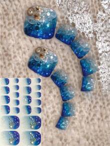 Bộ trang trí móng tay chủ đề sóng biển dành cho nữ, 22 miếng dán móng chân, chủ đề du lịch và tiệc tùng. - Nhiều màu - Xem 1