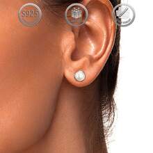 1 Pair Elegant Minimalist 925 Sterling Silver Faux Pearl Swirl Line Stud Earrings, Suitable For Daily Wear, Dates, Parties, And Gifts - Silver - View 6