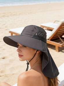 1pc UV Protection Wide Brim Sun Hat, Outdoor Unisex Summer Fishing Cap With Face & Neck Coverage - Multicolor - View 6