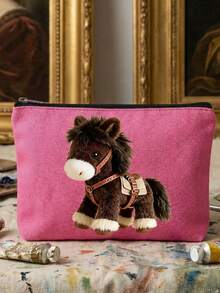 Die Schminktasche zum Jahr des Pferdes 2026 hat eine süße und verspielte Pferde-Form, die glücksbringende Elemente und Details enthält und für Taschen und Rucksäcke verwendet wird. Sie symbolisiert Glück, Wohlstand und Urlaubssegen. Wiederverwendbare Pferde-Tasche mit Pferde-Design, leicht, Kosmetik- und Toilettenartikel-Organizer-Tasche, Reißverschluss-Kosmetiktasche, Aufbewahrungsorganizer, Reiseessentiell - Verschiedenfarbig - Übersicht 6