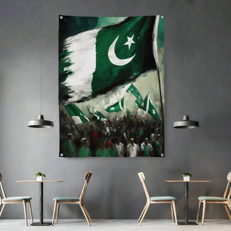 Pakistan Map Power Flag Room Bedroom Home&Outdoor Wall Hanging Concert Printed Background Decoration Art Banner - 1PC - 查看 1
