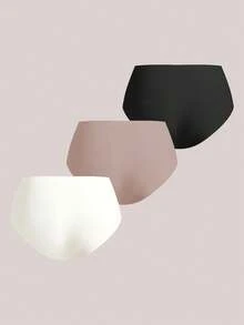 3 piezas/set Ropa interior moldeadora sin costuras de seda de hielo, de cintura media, transpirable para mujeres - Multicolor - Ver 2