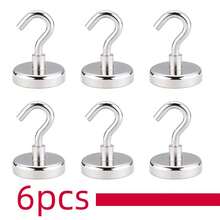 6pcs 32mm Heavy Duty Magnetic Hooks, Suitable For Office, Kitchen, Warehouse, Versatile Use - Silver - View 4