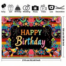 1pc Colorful Floral "Happy Birthday" Decoration Banner, Suitable For Outdoor/Indoor Photo Shooting, Graduation Ceremony And Theme Event Photography Backdrop. No Power Required, Creative Decoration Design Gives A Vibrant Impression. - A - View 6
