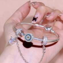 1pc Silver-Plated Pendant Beads, DIY Bracelet Necklace Couples/Best Friends Matching, Romantic Gift For Valentine's Day, Anniversary, Birthday, Versatile Daily Wear - Mixed Colors - View 9