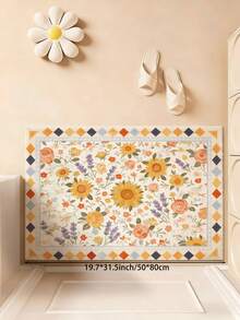 1pc Spring/Summer Large Sunflower Pattern Living Room Carpet, Made Of Soft & Comfortable Plush Material, Easy To Clean, Non-Slip Bottom Design, Suitable For Decorating Halls, Bedrooms, Bathrooms, Kitchens, Dining Rooms, Offices, And Holiday Celebrations - Multicolor - View 4